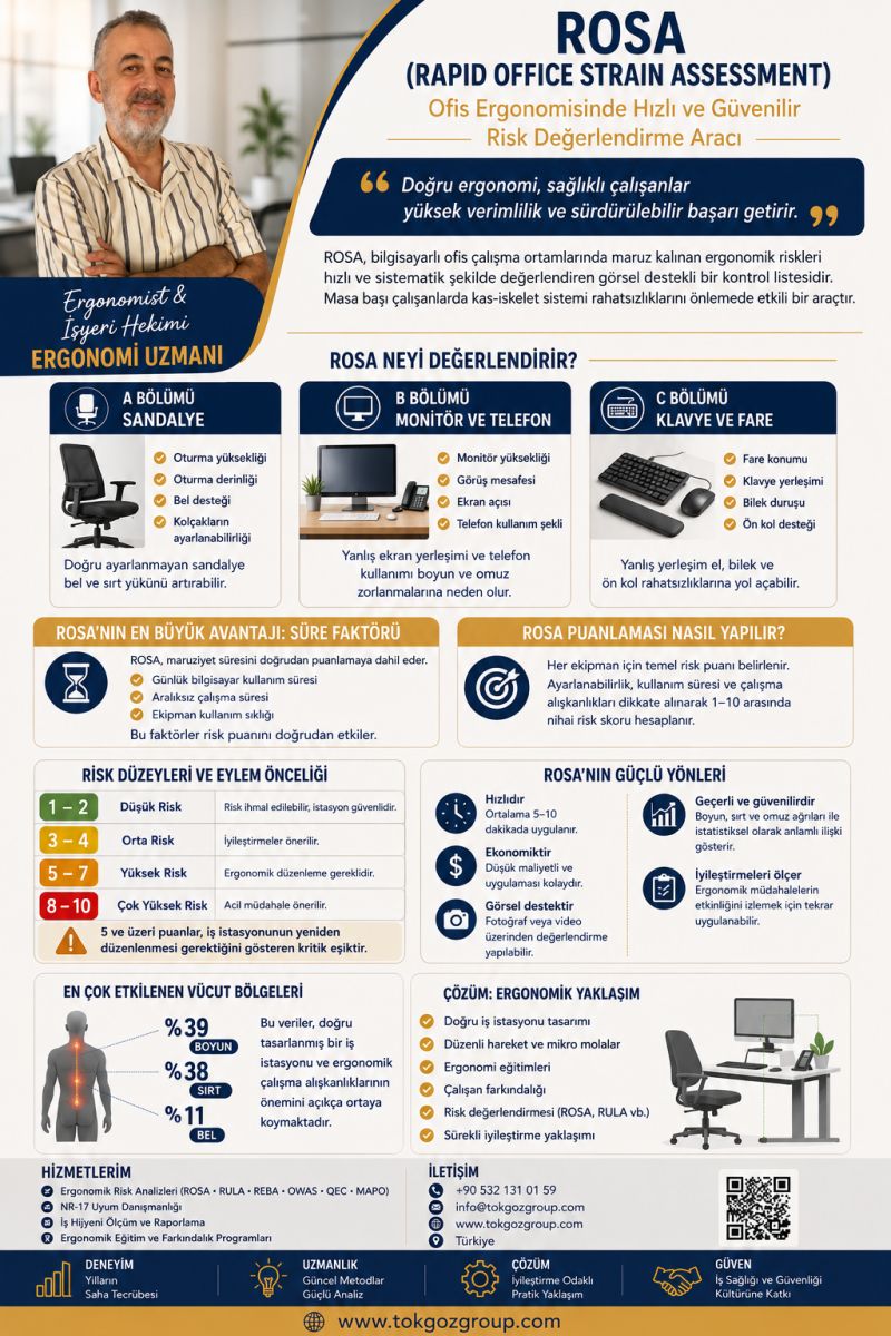 Ofis Ergonomisi-Rosa  (Rapid Office Strain Assessment) Metodu Ergonomik Risk Analizi